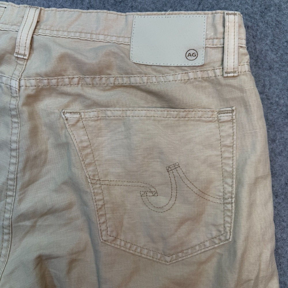 AG Adriano Goldschmied The Graduate Tailored Leg Khaki Linen Cotton Pants 36x28 - Picture 4 of 12